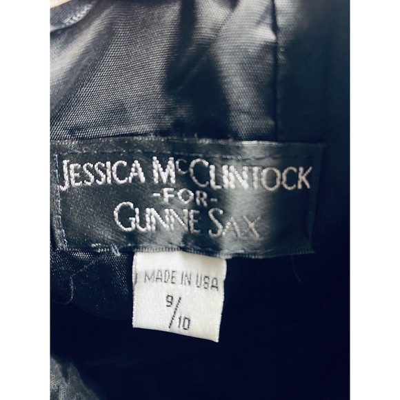 Jessica McClintock Gunne Sax Dress Size 9/10 Y2K 00s Black Pink Spaghetti Strap - Picture 3 of 3